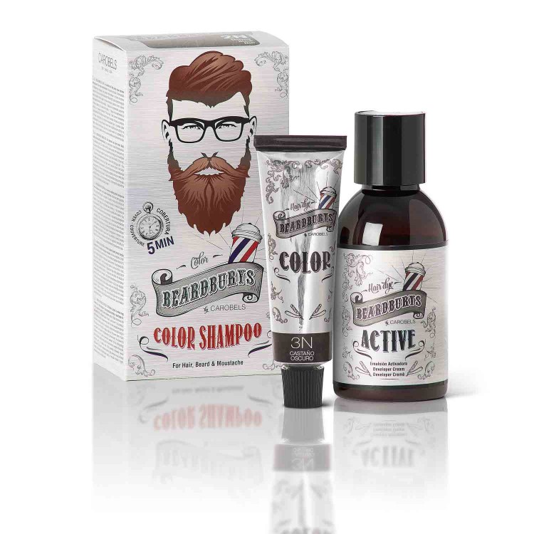 Barvící šampon BEARDBURYS Color Shampoo 3N - na vlasy a vousy - tmavě hnědý