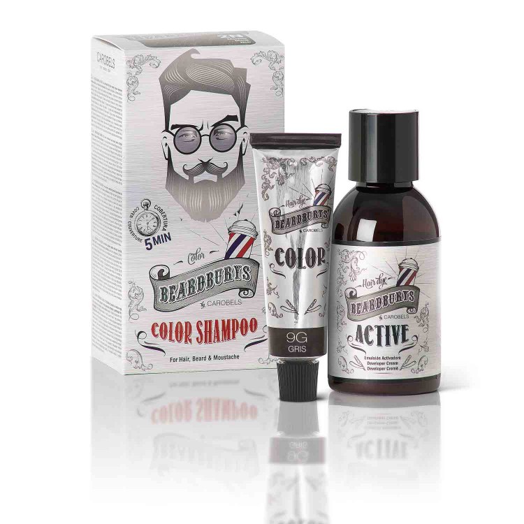 Barvící šampon BEARDBURYS Color Shampoo - na vlasy a vousy - šedivý