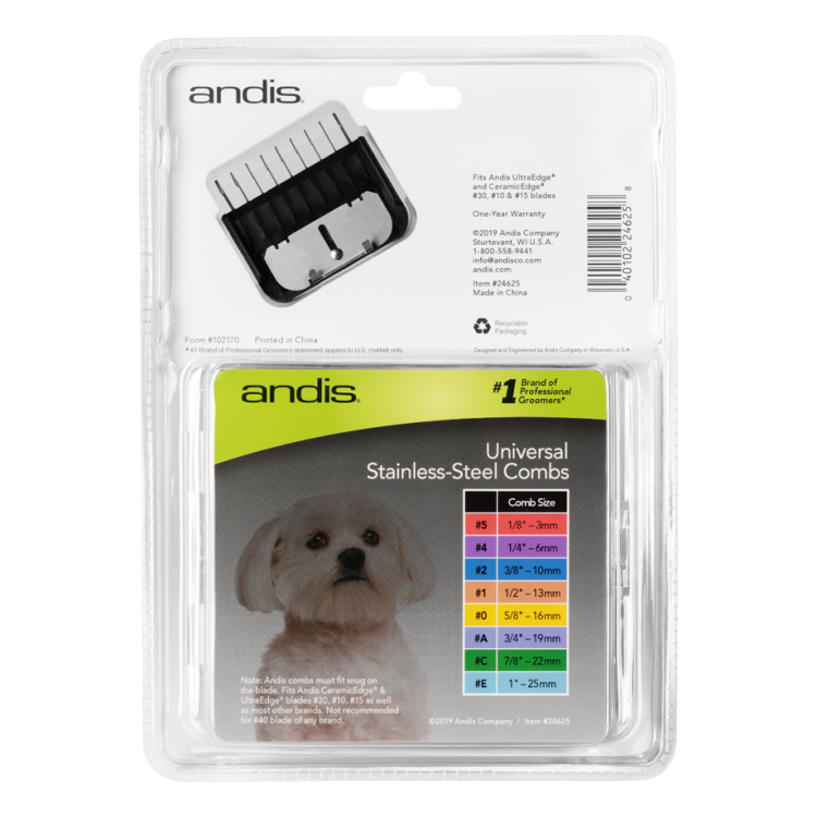 Univerzální přídavné hřebeny ANDIS 24625 AG Color - Set 8 ks