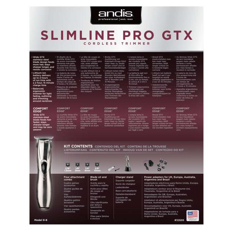 ANDIS 32695 SlimLine Pro Ion - D-8 Wide