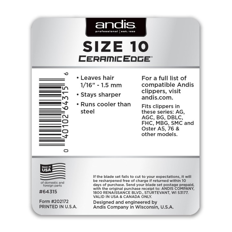 Střihací hlavice ANDIS 64315 Ceramic Edge - #10 / 1,5 mm