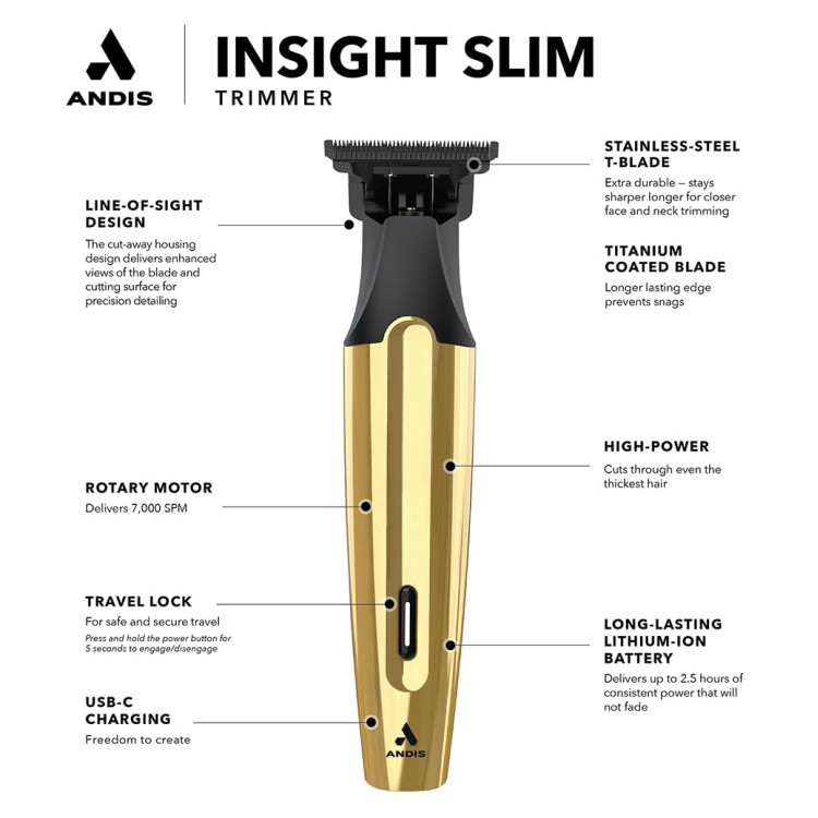 ANDIS 563226 inSIGHT Slim gold - CLT-V Cordless
