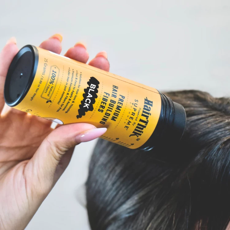 Vlasová vlákna s aplikátorem STpro Hair Think na zahušťování vlasů - černá 25g