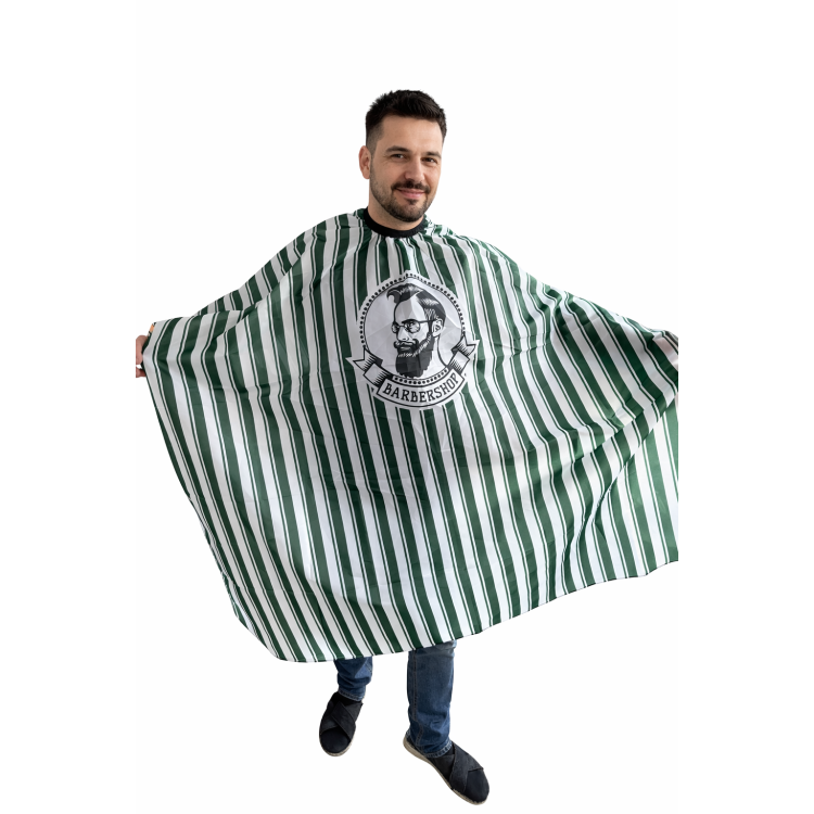 Kadeřnická pláštěnka BARBERSHOP motiv - černá