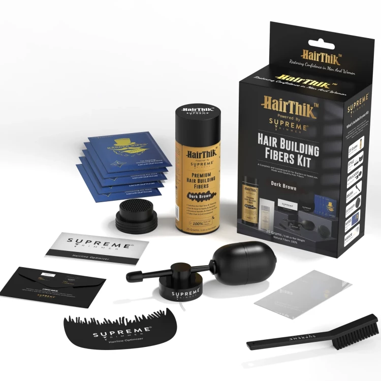 Vlasová vlákna s aplikátorem STpro Hair Think na zahušťování vlasů - černá 25g