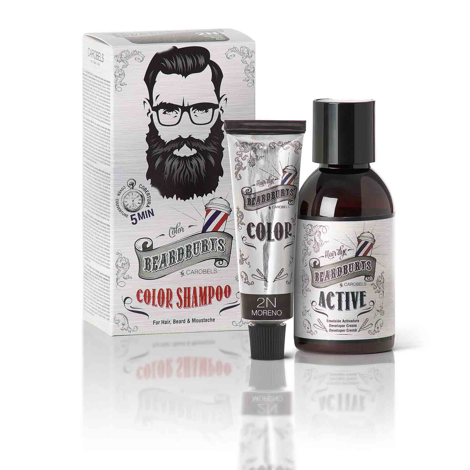 CAROBELS Cosmetics / BEARDBURYS Barvící šampon BEARDBURYS Color Shampoo 2N - na vlasy a vousy - černý