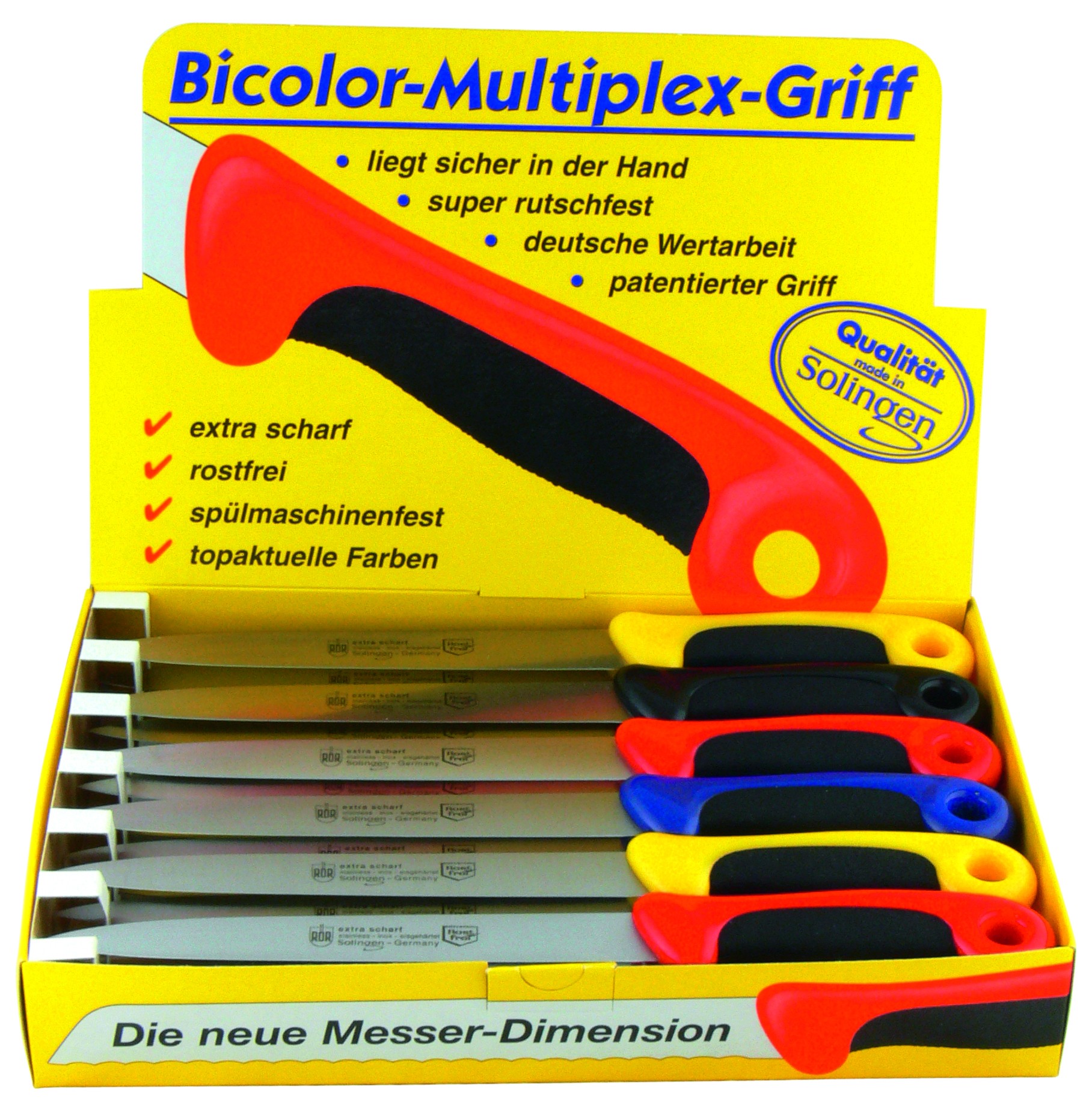 RÖR extra scharfe Stahlwaren Nůž univerzální RÖR Solingen 10256 - BICOLOR